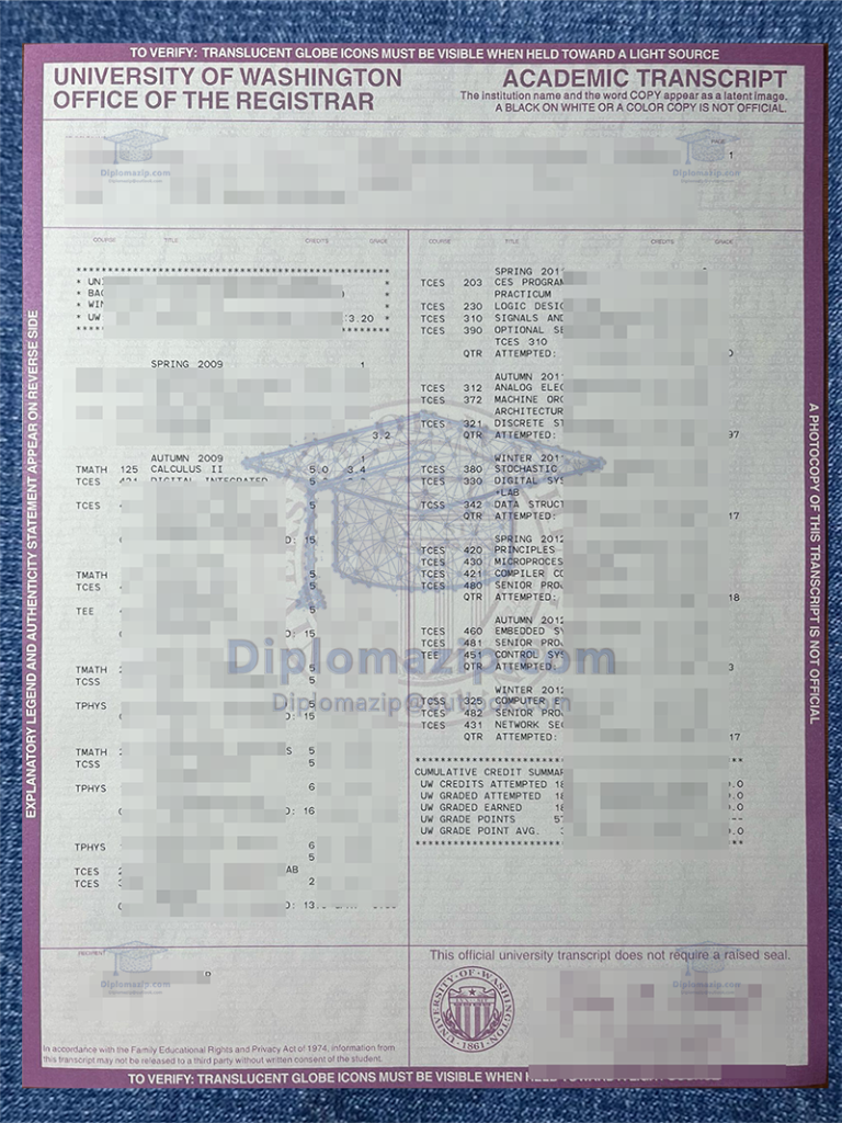 University Of Washington Transcript, University of Washington Degree