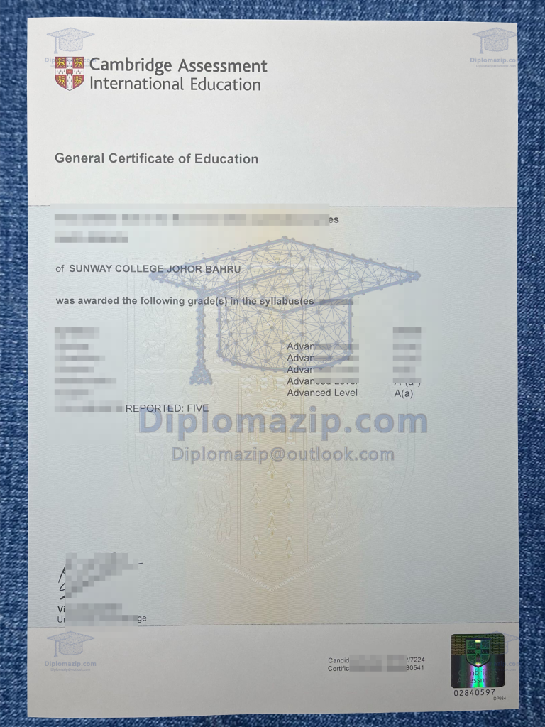 Cambridge GCE A Level Certificate Scaled