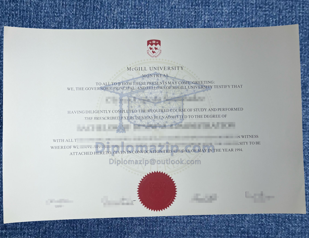 McGill University Degree , McGill University Diploma