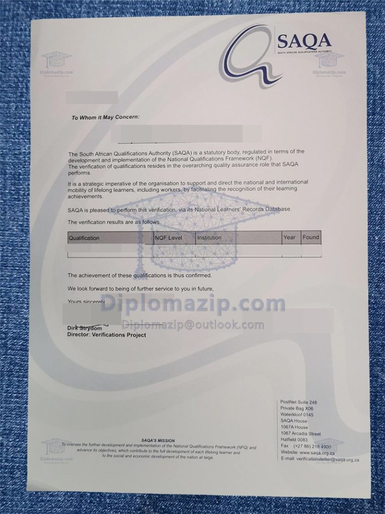 Saqa Certificate