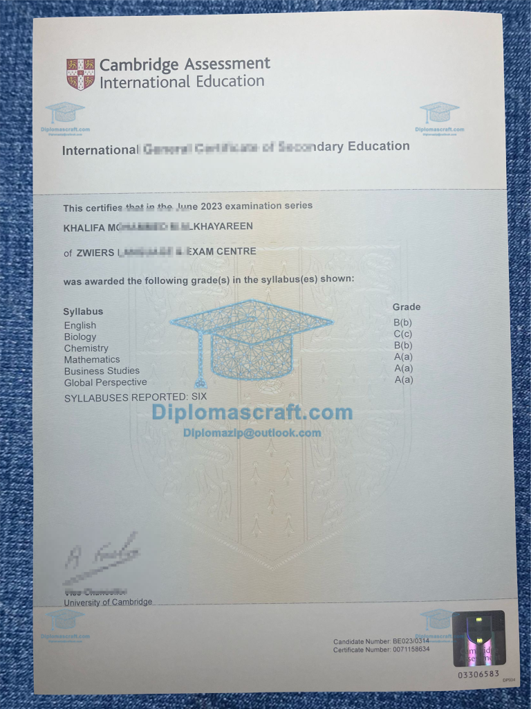 Cambridge IGCSE Certificate 
